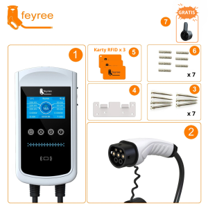 Feyree typ 2 stacja ładowania Wallbox 11KW 16A 3 fazy Wi-Fi & RFID LCD + uchwyt GRATIS