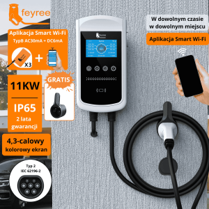 Feyree typ 2 stacja ładowania Wallbox 11KW 16A 3 fazy Wi-Fi & RFID LCD + uchwyt GRATIS