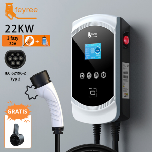 Feyree typ 2 stacja ładowania Wallbox 22KW 32A 3 fazy Wi-Fi & RFID + uchwyt GRATIS