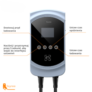 Feyree typ 2 stacja ładowania Wallbox 22KW 32A 3 fazy Wi-Fi & RFID + uchwyt GRATIS