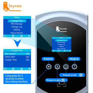 Feyree typ 2 stacja ładowania Wallbox 22KW 32A 3 fazy Wi-Fi & RFID + uchwyt GRATIS